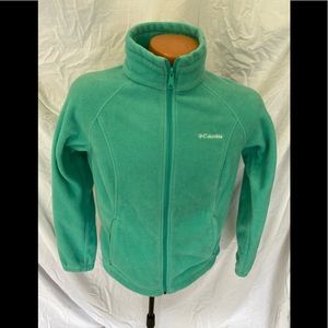 Women’s lime green Columbia fleece jacket Med